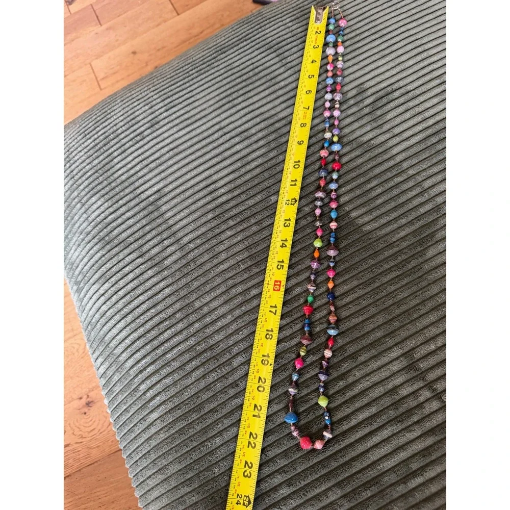 Handmade Colorful Paper Bead Long Strand Necklace - Statement‎ Jewelry